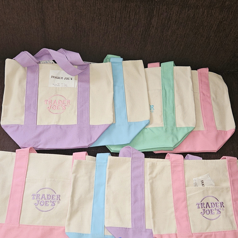 Trader Joes's Pastel Tote Bags